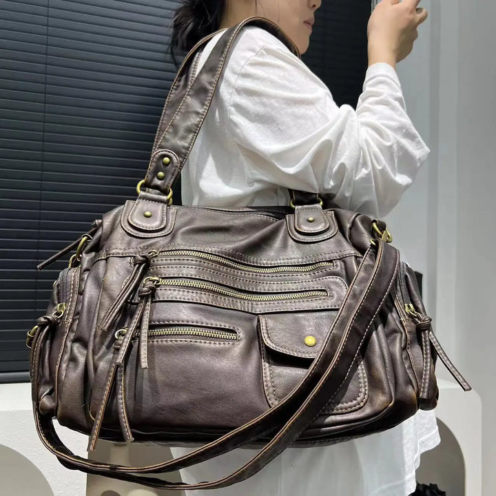 Jeah | Multi-Pocket Vintage Leather Crossbody