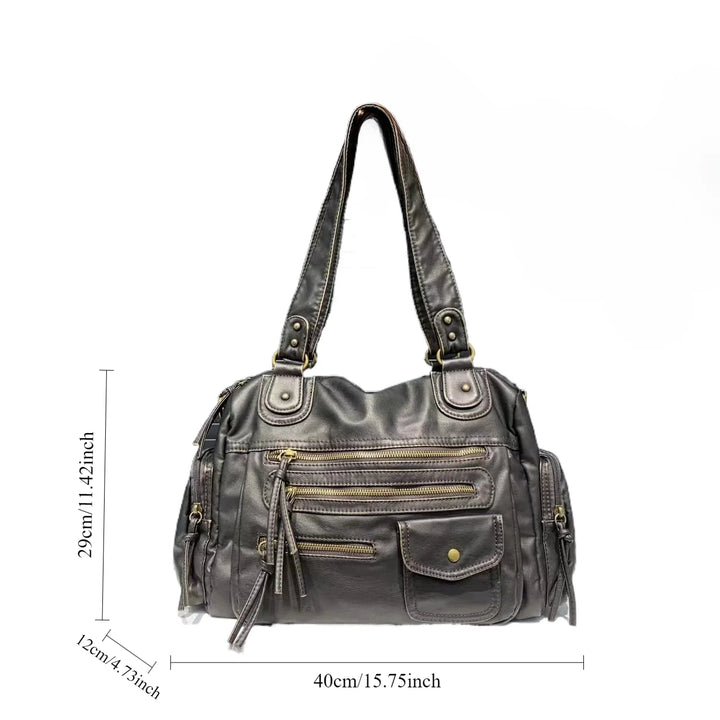 Jeah | Multi-Pocket Vintage Leather Crossbody