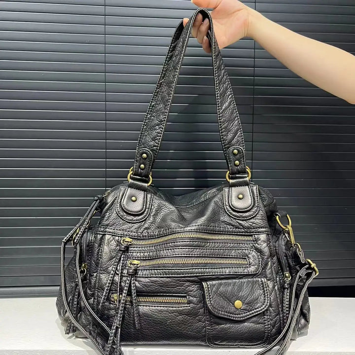 Jeah | Multi-Pocket Vintage Leather Crossbody
