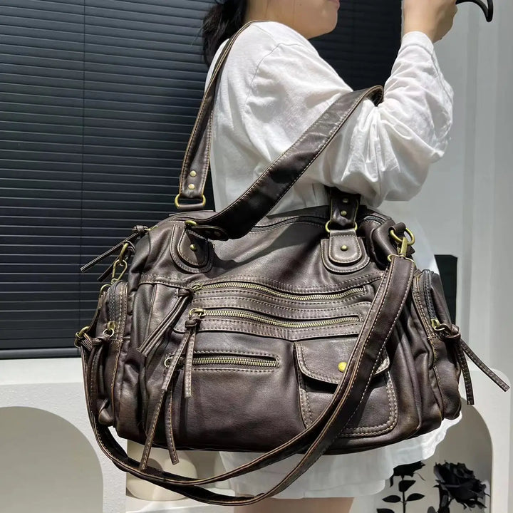Jeah | Multi-Pocket Vintage Leather Crossbody