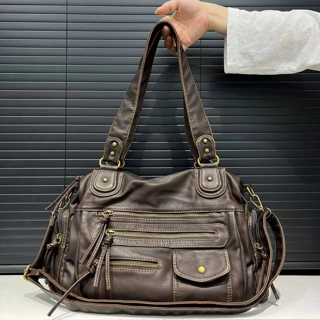 Jeah | Multi-Pocket Vintage Leather Crossbody